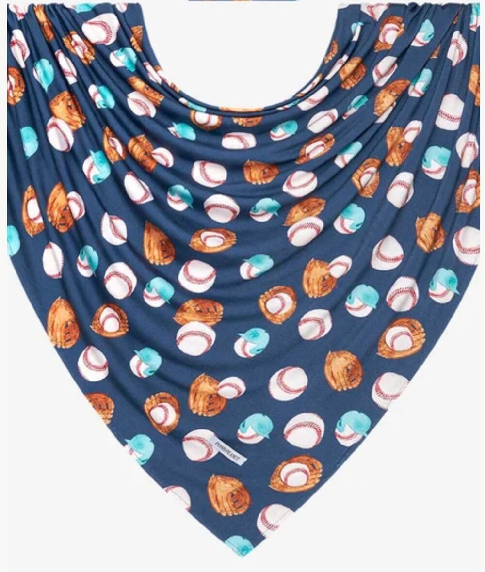 Retired Posh Peanut "Homer" Baseball Print Bamboo Swaddle Blanket Limited Ed